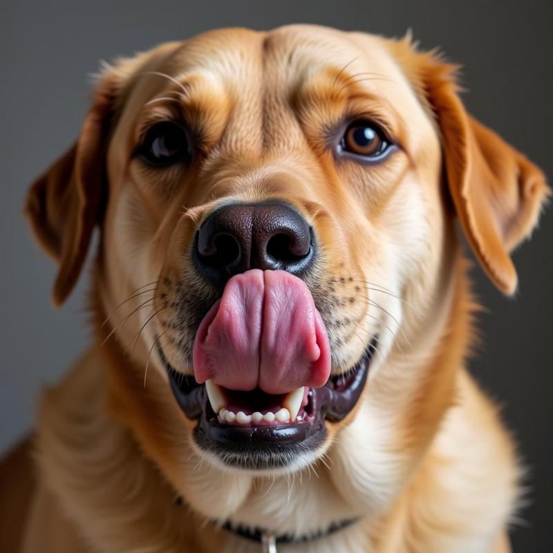 Dog Showing Appeasement Signals Like Lip Licking