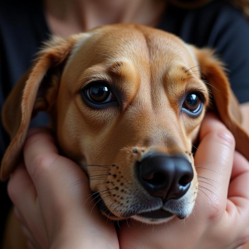 Dog Showing Discomfort During a Hug