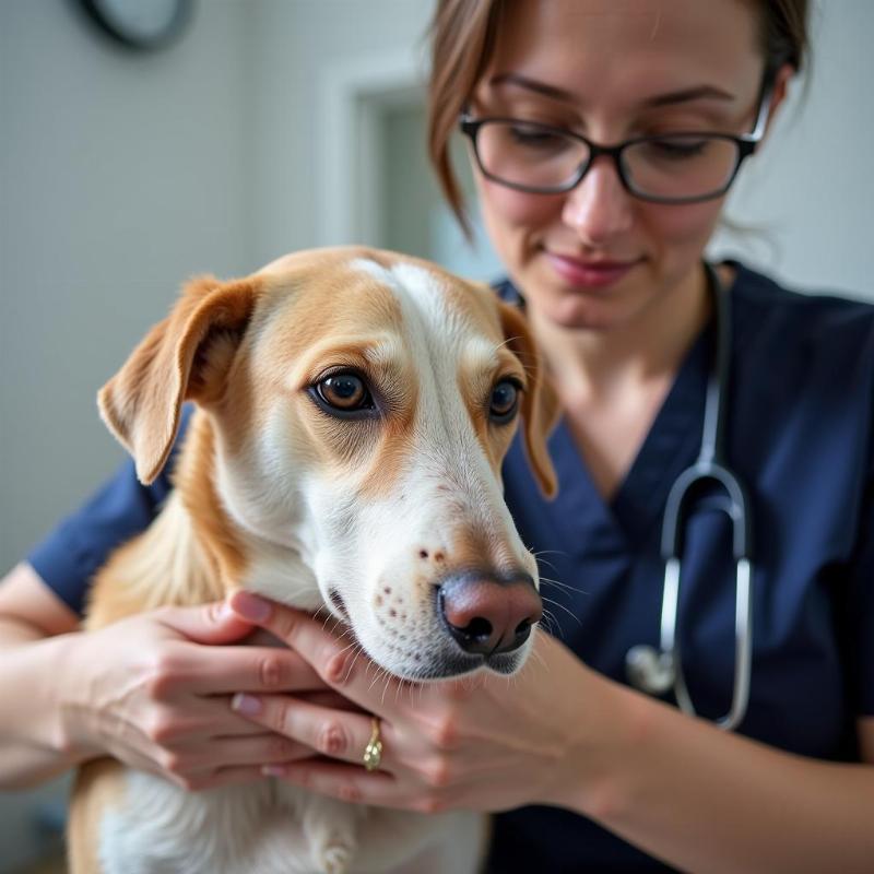 Veterinary Examination of Dog's Skin