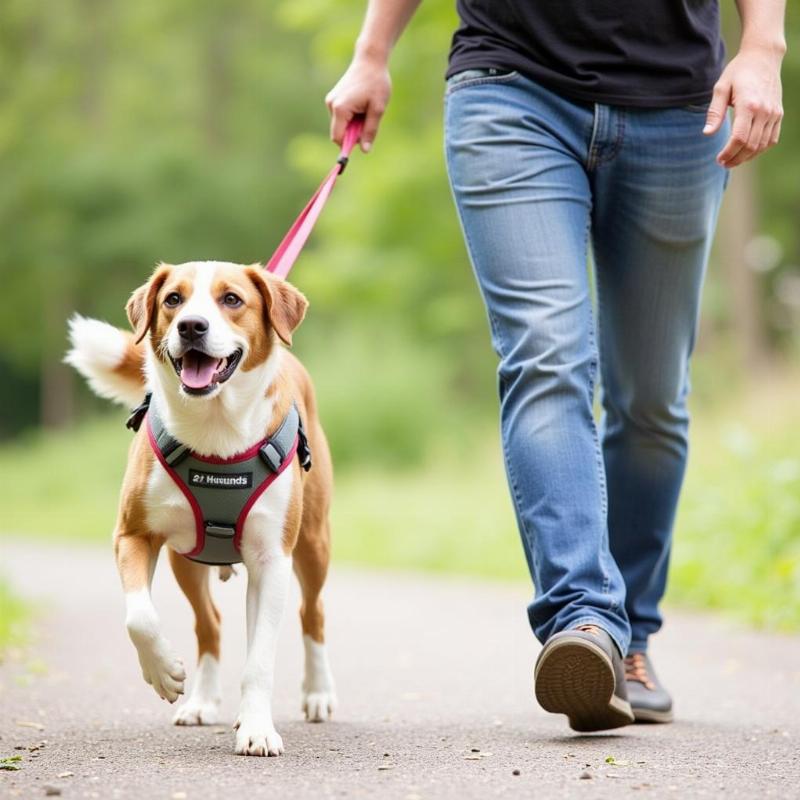 Dog Walking Comfortably with 2 Hounds Freedom Harness