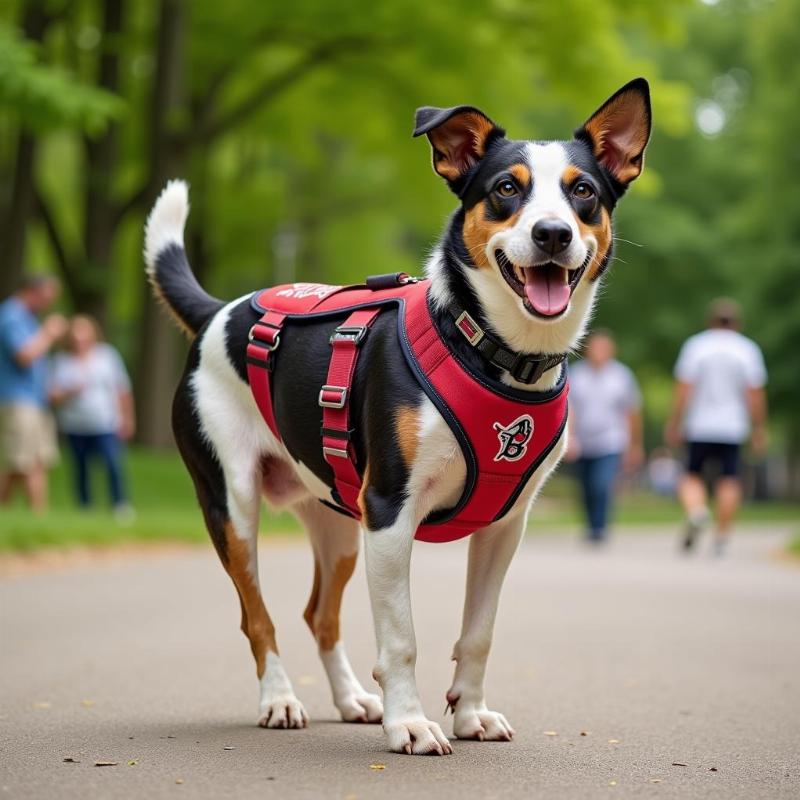 Dog Walking with Red Sox Harness