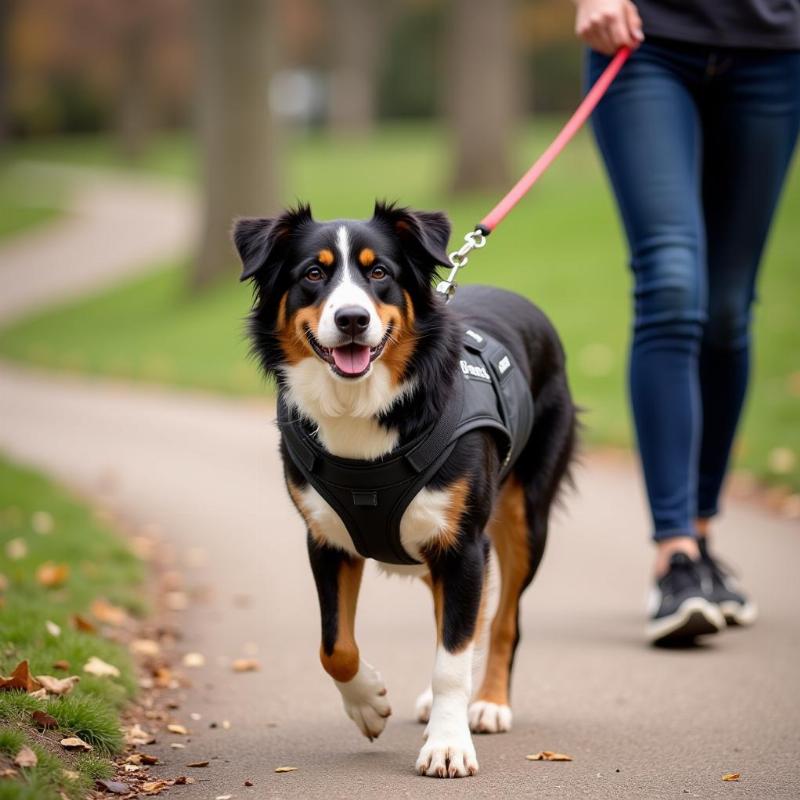 Dog Wearing a Weighted Vest on a Walk