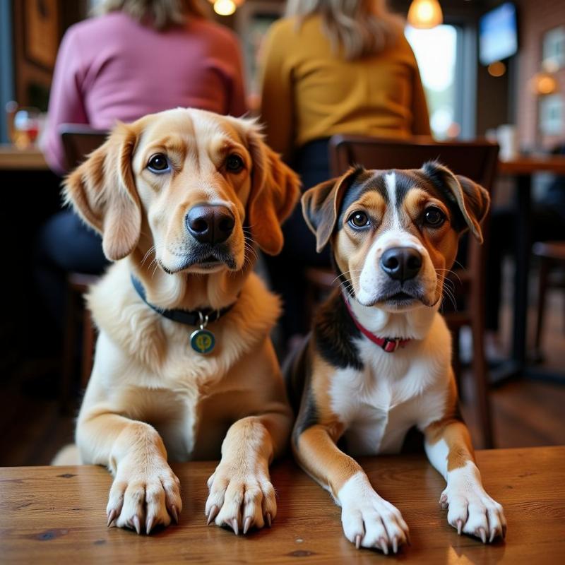 Dogs enjoying the patio at Brugge Brasserie