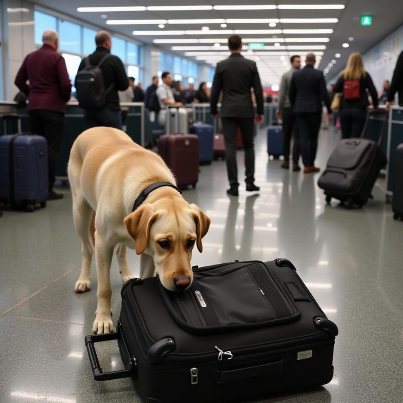 Drug Dog Performing Search at Airport