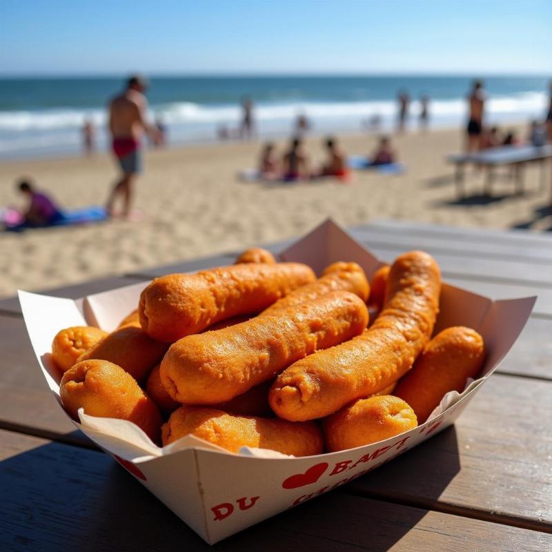 Fried hot dogs on a New Jersey beach