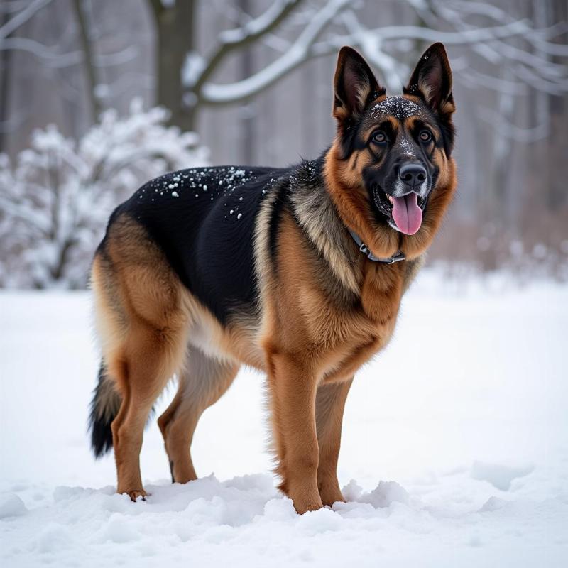 German Shepherd Dog in the Snow