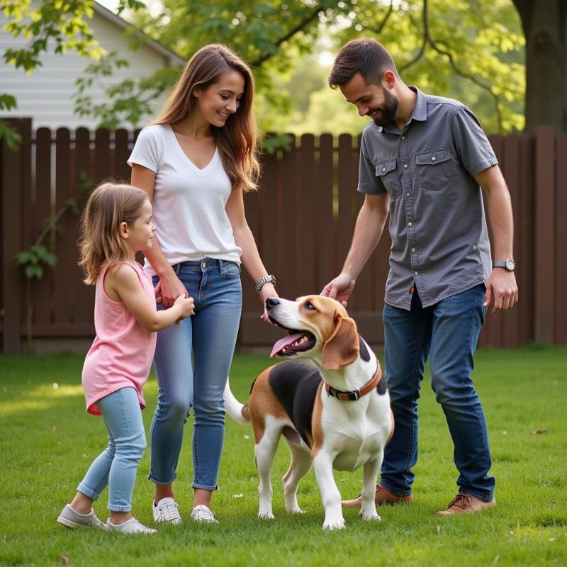 Family meeting a potential new dog