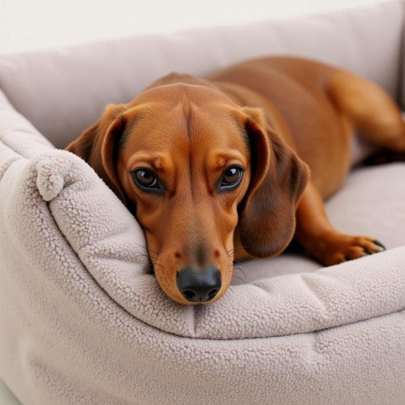 Bolster-Style Dog Bed for a Dachshund