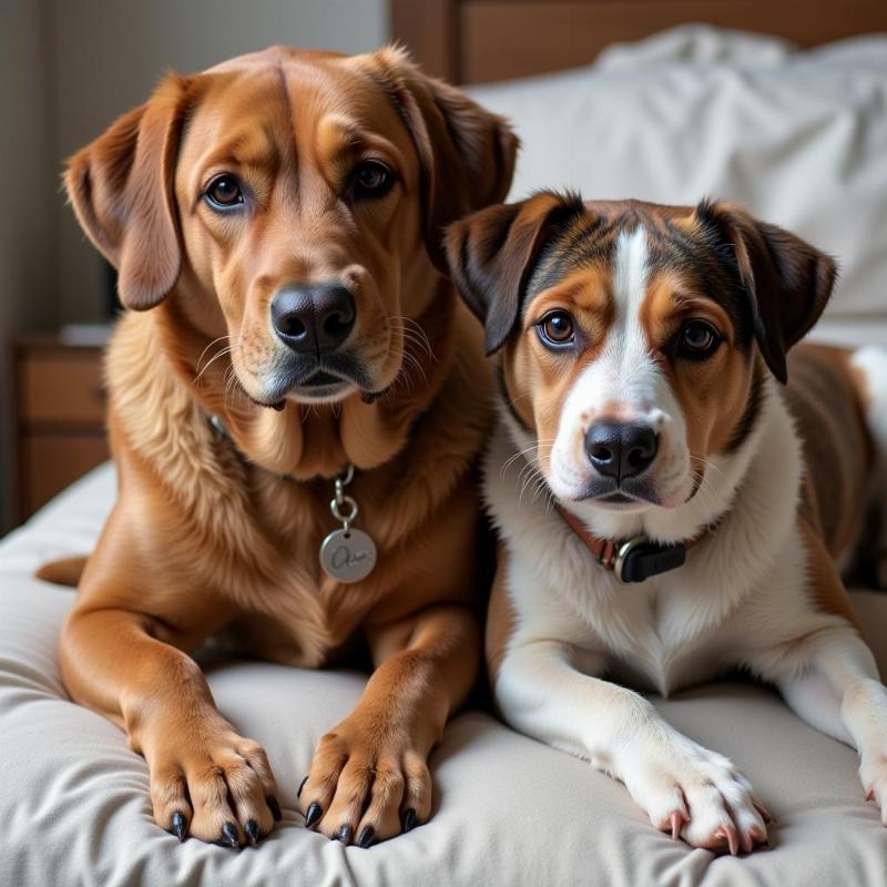 Two male dogs living together peacefully