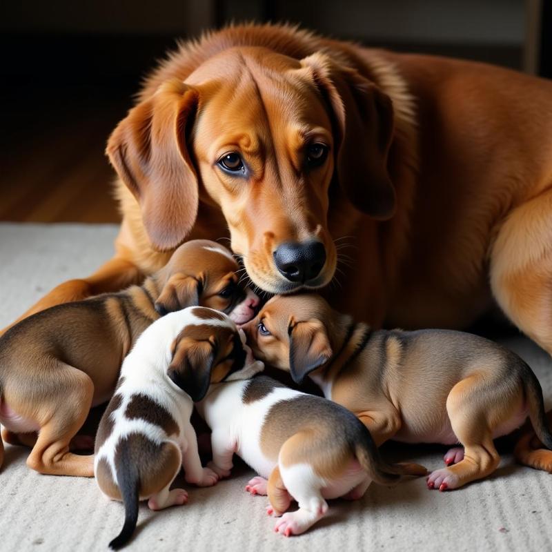 Inca Orchid Dog Puppies with Their Mother