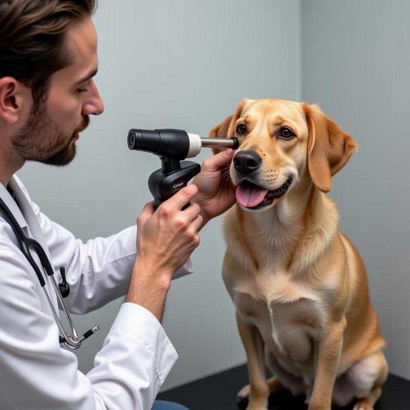 Checking a dog's ear