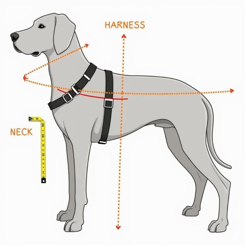 Measuring a Great Dane for a harness