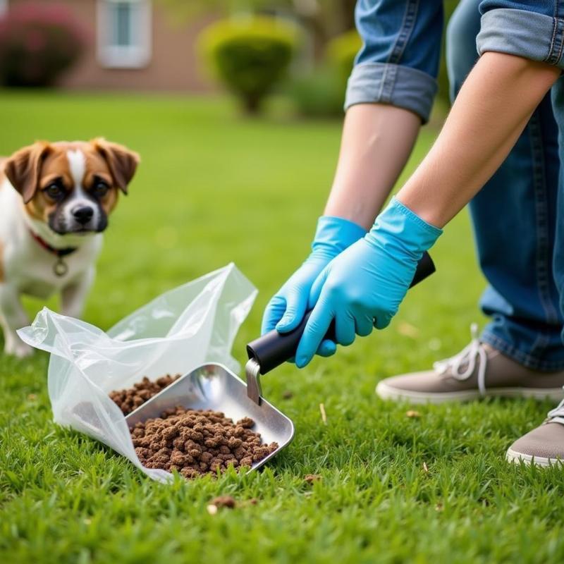 Cleaning dog poop from the lawn