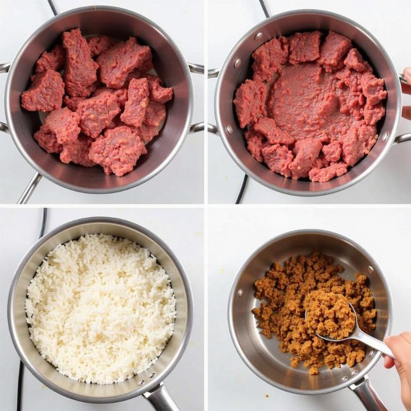 Preparing Hamburger and Rice Dog Food