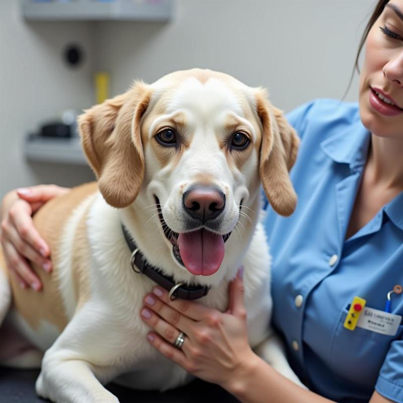 Senior dog having a vet checkup