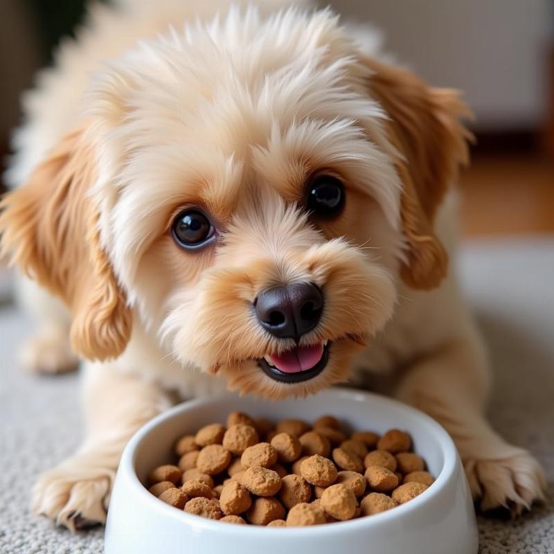 Small Dog Enjoying Grain-Free Kibble