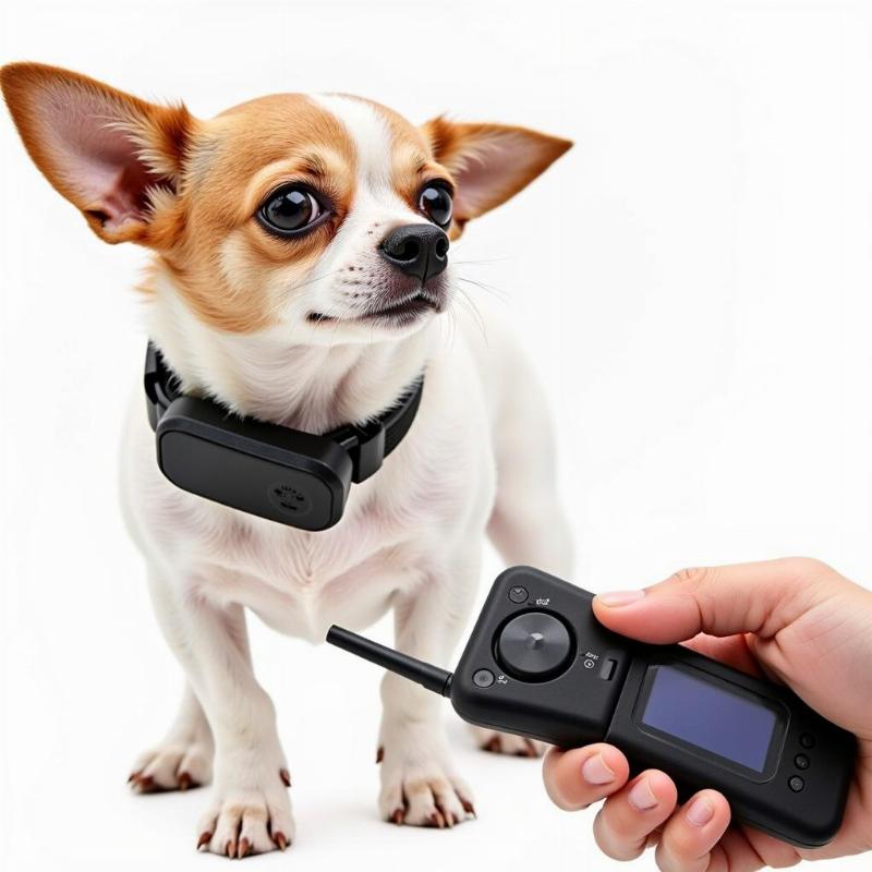 Small dog wearing a shock collar