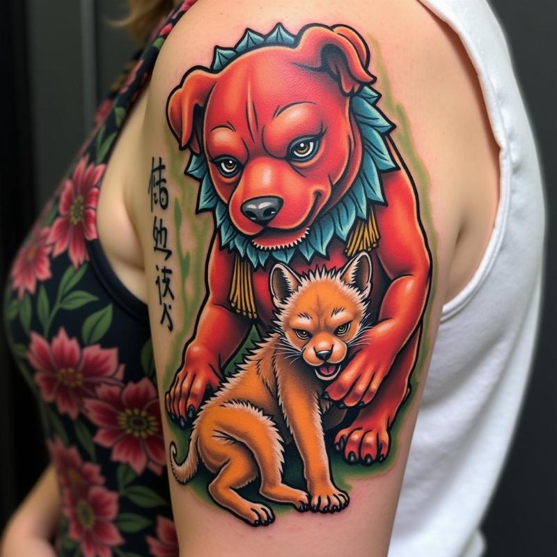 Female Foo Dog Tattoo Design