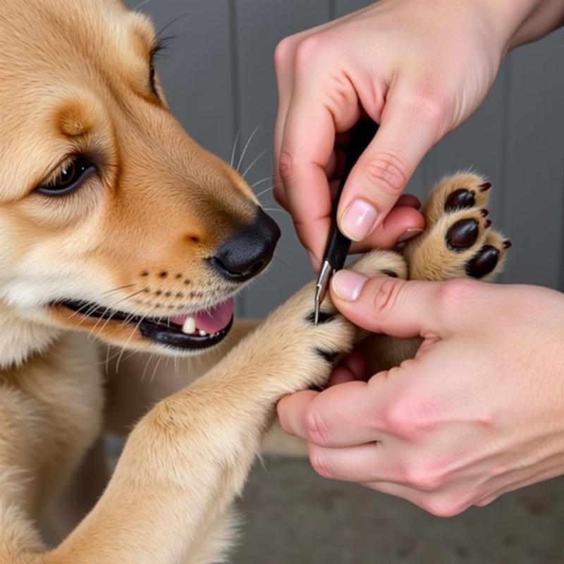 Trimming a dog's double dew claws