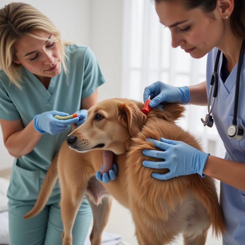 Veterinarian Examining Dog