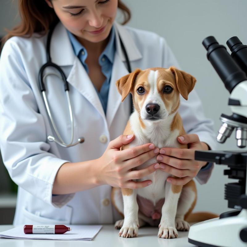 Veterinarian Examining Dog for Heartworm