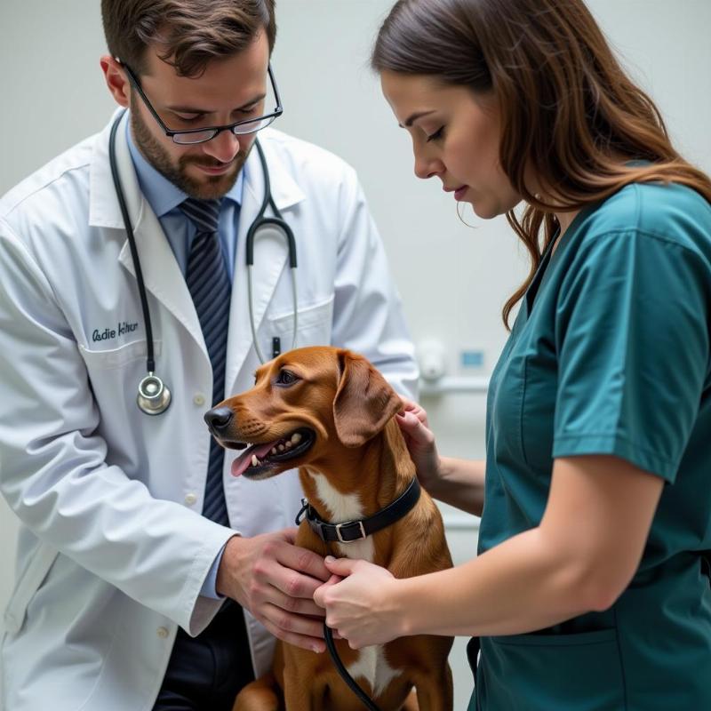 Vet Checks Dog After Poison Ingestion