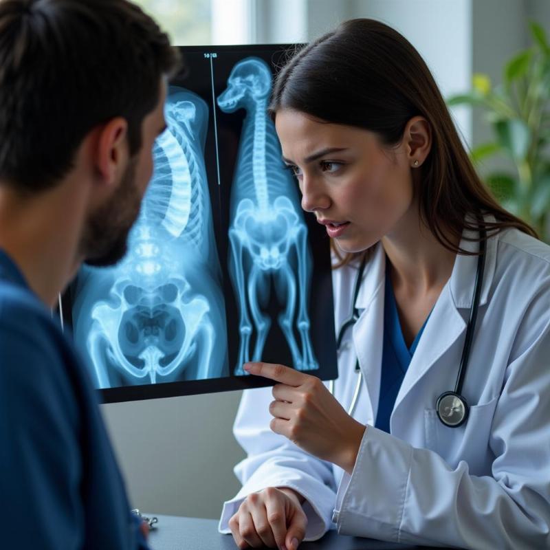 Veterinarian examining x-ray